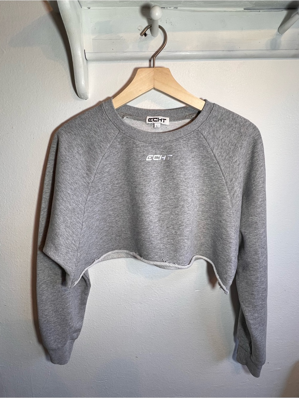 ECHT Grey Cropped Crewneck Sweatshirt